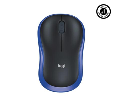 Logitech M185 Wireless Mouse, RF Wireless, 1000 DPI, Black/Blue