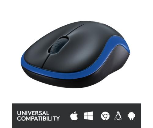 Logitech M185 Wireless Mouse, RF Wireless, 1000 DPI, Black/Blue