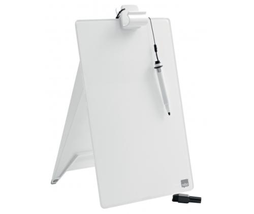 Glass Desktop Whiteboard Easel Nobo Brilliant White 22x30cm