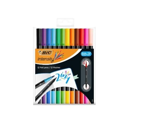 BIC Intensity Dual Tip Felt pens 2 in 1, 12 colours