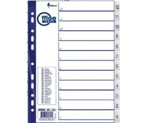 Separation sheets Forpus A4, 12-1 numbers, plastic