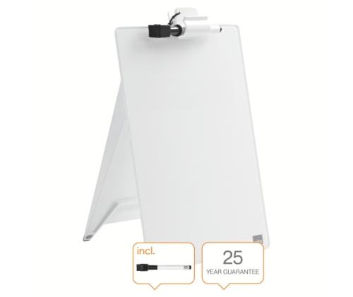 Glass Desktop Whiteboard Easel Nobo Brilliant White 22x30cm