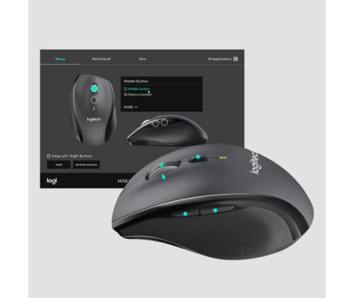 Logitech Marathon M705 Wireless Mouse, RF Wireless, 1000 DPI, Black/Grey