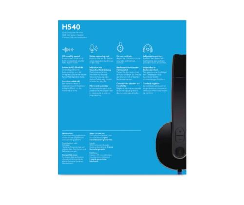 Logitech H540 Wired Headset, USB-A, Black