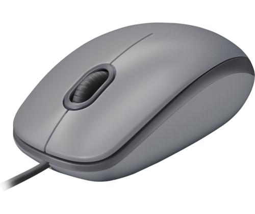 Logitech M110 Silent Wired Mouse, USB Type-A, 1000 DPI, Mid Grey