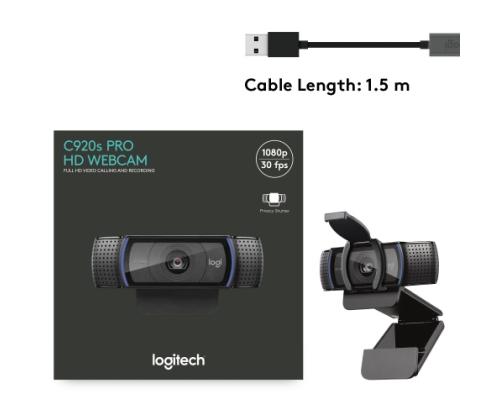 Logitech C920s PRO HD Webcam FHD 1920x1080, USB-A, Black