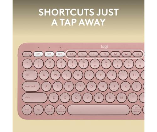Logitech Pebble Keys 2 K380s Wireless Keyboard, RF Wireless+Bluetooth, US INT, Tonal Rose