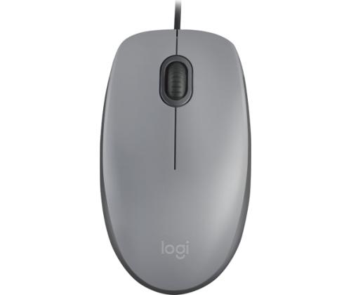 Logitech M110 Silent Wired Mouse, USB Type-A, 1000 DPI, Mid Grey