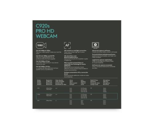 Logitech C920s PRO HD Webcam FHD 1920x1080, USB-A, Black