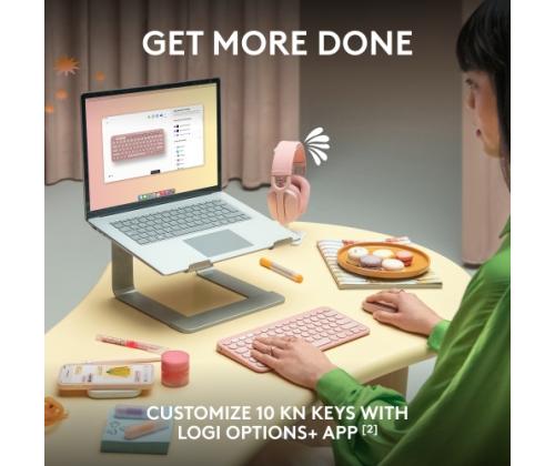 Logitech Pebble Keys 2 K380s Wireless Keyboard, RF Wireless+Bluetooth, US INT, Tonal Rose