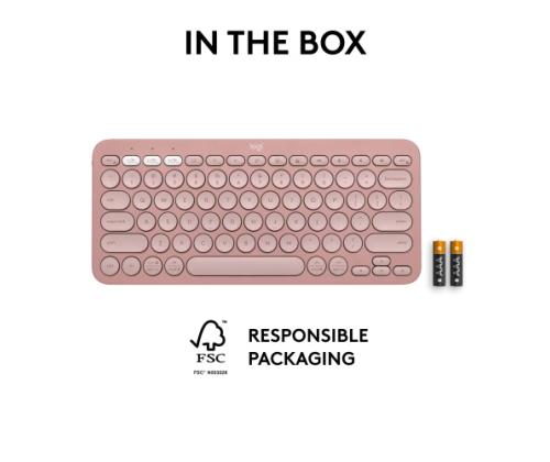 Logitech Pebble Keys 2 K380s Wireless Keyboard, RF Wireless+Bluetooth, US INT, Tonal Rose