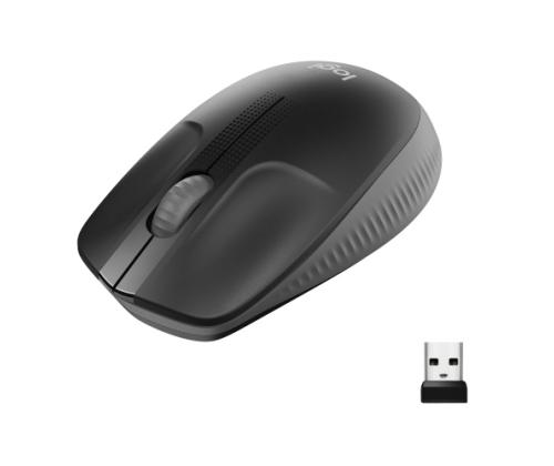 Logitech M190 Full-Size Wireless Mouse, RF Wireless, 1000 DPI, Charcoal
