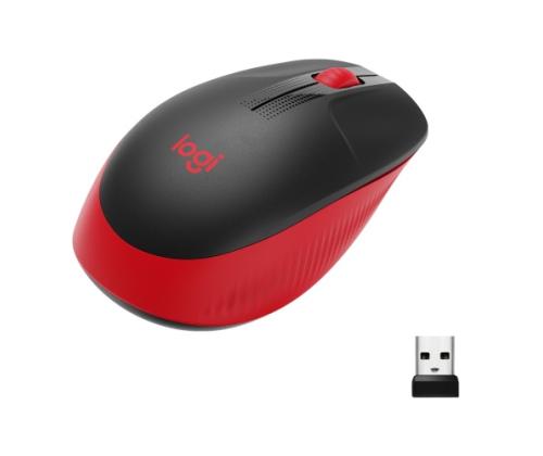 Logitech M190 Full-Size Wireless Mouse, RF Wireless, 1000 DPI, Red (SPEC)