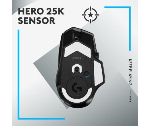 Logitech G502 X LIGHTSPEED Wireless Gaming Mouse, RF Wireless, 25600 DPI, Black