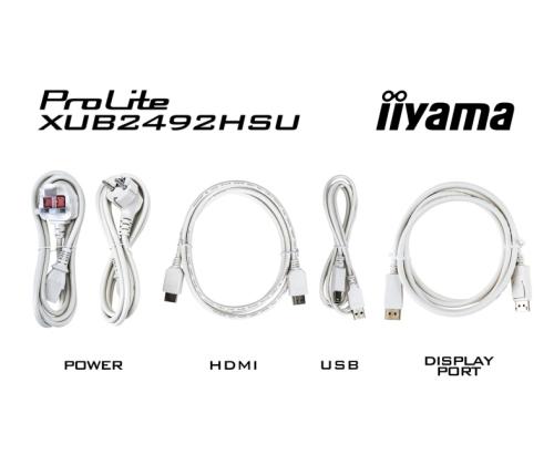 iiyama ProLite XUB2492HSU-W6 Monitor 24'' IPS FHD 1920x1080 0.4 ms 250 cd/m2 100 Hz, White (SPEC)