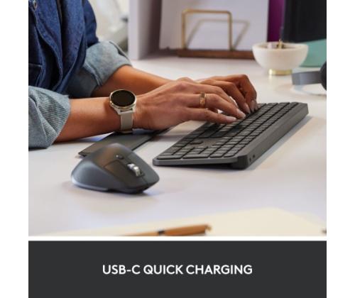 Logitech MX Keys Combo for Business Gen 2 Wireless Keyboard + Mouse +Palm Rest, US Int, Graphite