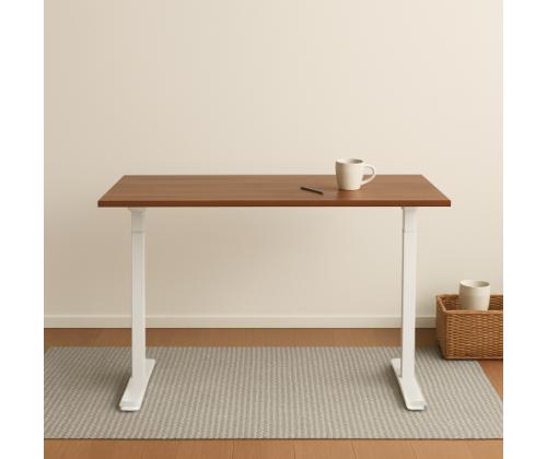 Adjustable Height Table Up Up Bjorn White, Table top L Dark Walnut