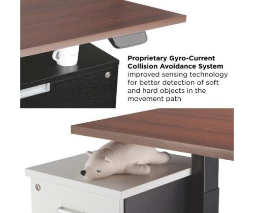 Adjustable Height Table Up Up Bjorn White, Table top L Dark Walnut