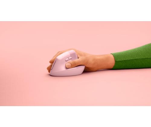 Logitech Lift Vertical Wireless Mouse RF Wireless + Bluetooth, 4000 DPI, Rose
