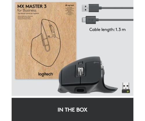 Logitech MX Master 3S for Business Wireless Mouse RF Wireless + Bluetooth, Laser, 8000 DPI, Graphite