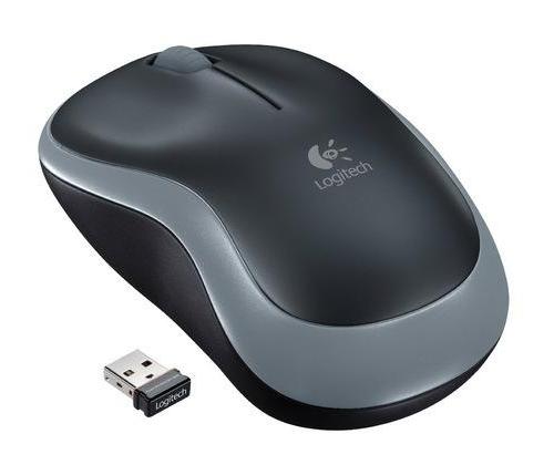 Logitech M185 Wireless Mouse, RF Wireless, 1000 DPI, Black/Grey