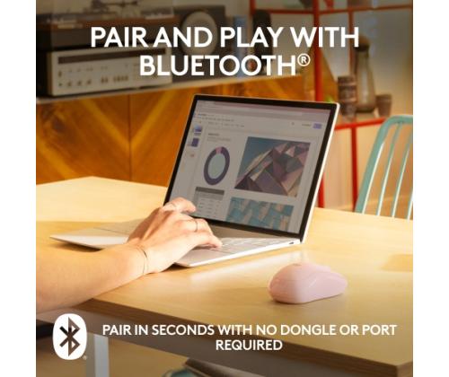 Logitech M240 Silent Wireless Mouse, Bluetooth, Rose