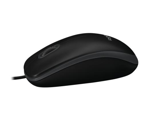 Logitech B100 Wired Mouse, USB Type-A, Optical, 1000 DPI, Black