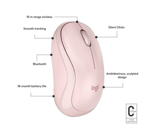 Logitech M240 Silent Wireless Mouse, Bluetooth, Rose