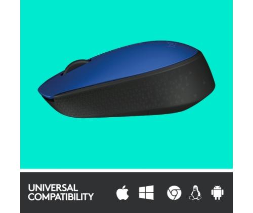 Logitech M171 Wireless Mouse RF Wireless, 1000 DPI, Blue/Black