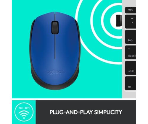 Logitech M171 Wireless Mouse RF Wireless, 1000 DPI, Blue/Black