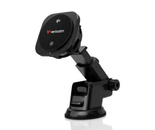 Verbatim 31861 Charge 'n' Drive Qi2 Magnetic Wireless Car Charger, Black