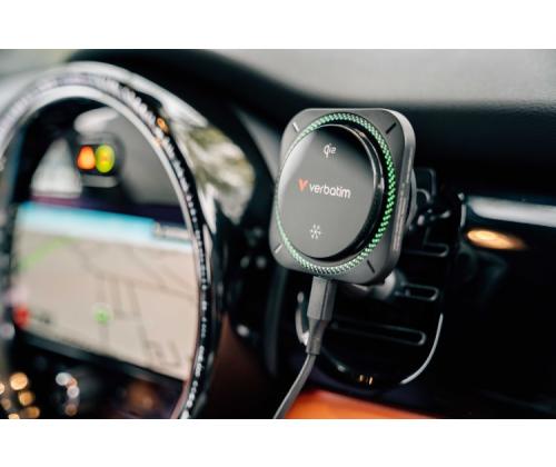 Verbatim 31860 Charge 'n' Drive Qi2 Magnetic Wireless Car Charger RGB, Black