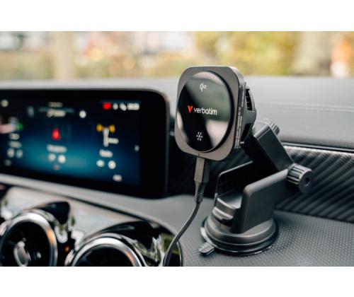 Verbatim 31861 Charge 'n' Drive Qi2 Magnetic Wireless Car Charger, Black