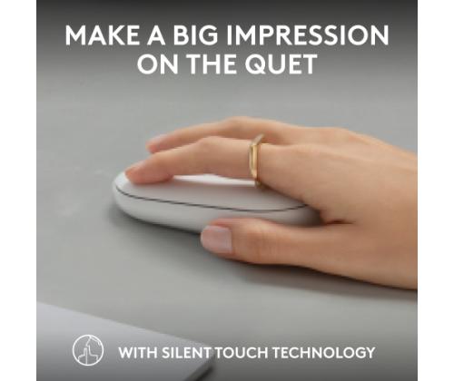 Logitech Pebble 2 M350s Wireless Mouse, RF Wireless + Bluetooth, 4000 DPI, Tonal White