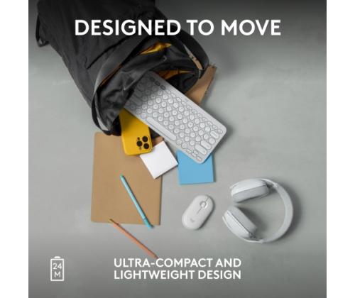 Logitech Pebble 2 M350s Wireless Mouse, RF Wireless + Bluetooth, 4000 DPI, Tonal White