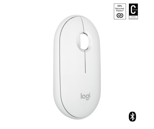 Logitech Pebble 2 M350s Wireless Mouse, RF Wireless + Bluetooth, 4000 DPI, Tonal White