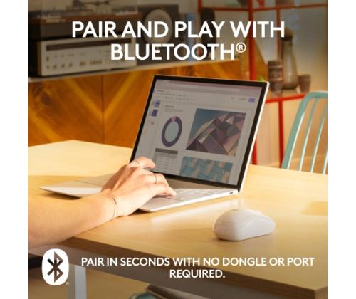 Logitech M240 Silent Wireless Mouse, Bluetooth, 4000 DPI, Off-White