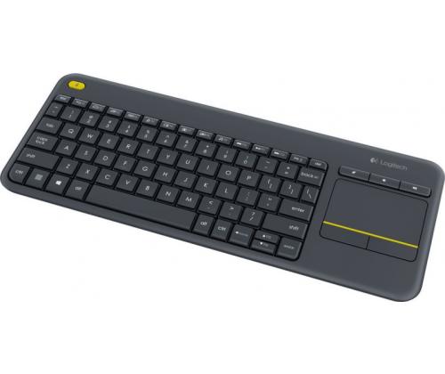 Logitech K400 Plus Touch Wireless Keyboard, RF Wireless, US, Black