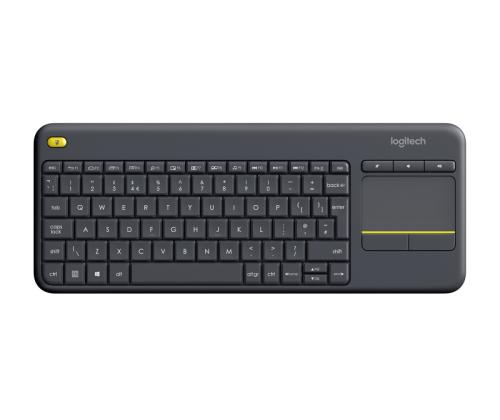 Logitech K400 Plus Touch Wireless Keyboard, RF Wireless, US, Black