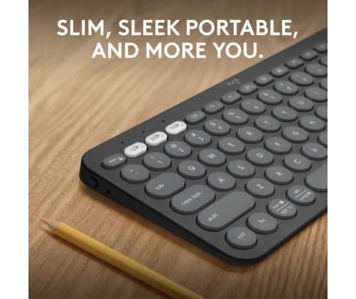 Logitech Pebble Keys 2 K380s Wireless Keyboard, RF Wireless + Bluetooth, US INT, Tonal Graphite
