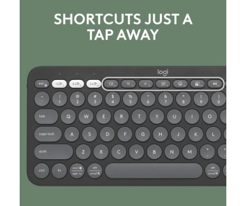 Logitech Pebble Keys 2 K380s Wireless Keyboard, RF Wireless + Bluetooth, US INT, Tonal Graphite