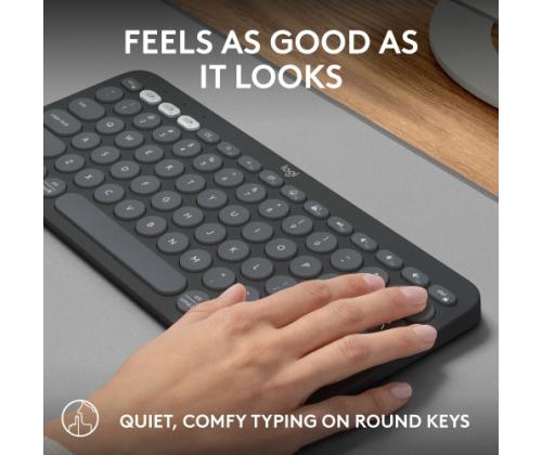 Logitech Pebble Keys 2 K380s Wireless Keyboard, RF Wireless + Bluetooth, US INT, Tonal Graphite