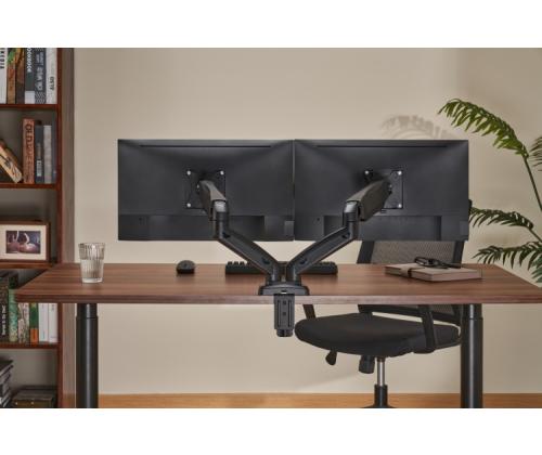 Up Up Premium Dual-Screen Monitor Arm 17-32'', VESA 75x75, 100x100, Matte Black