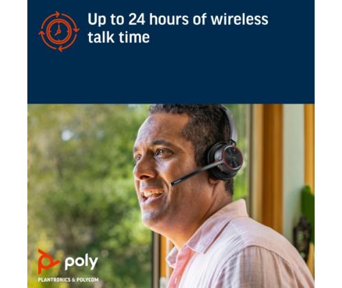 Poly Voyager 4320 UC Stereo Wireless Headset, Bluetooth, USB-A,+BT700 dongle, +Charging Stand, Black