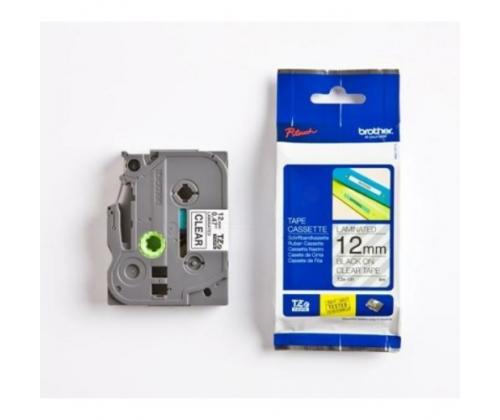 Brother TZE-131 (TZE131) Laminated Labelling Tape Cassette, Black on Clear 12mm, 8m