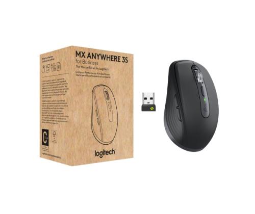 Logitech MX Anywhere 3S for Business Wireless Mouse, RF Wireless + Bluetooth, 8000 DPI, Graphite