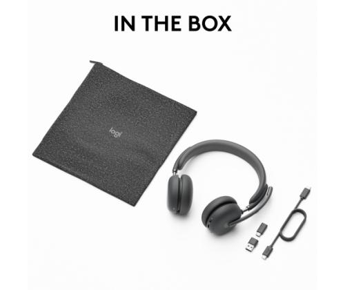 Logitech Zone Wireless 2 UC Wireless Headset, USB-C, USB-C Bluetooth receiver, Graphite