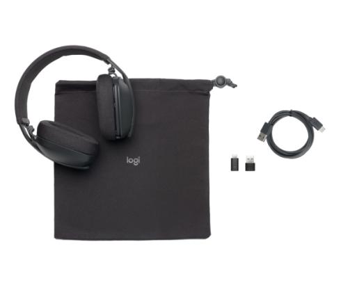 Logitech Zone Vibe Wireless UC Wireless Headphones, USB-C Bluetooth receiver, Graphite