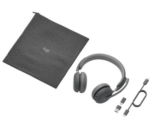 Logitech Zone Wireless 2 UC Wireless Headset, USB-C, USB-C Bluetooth receiver, Graphite
