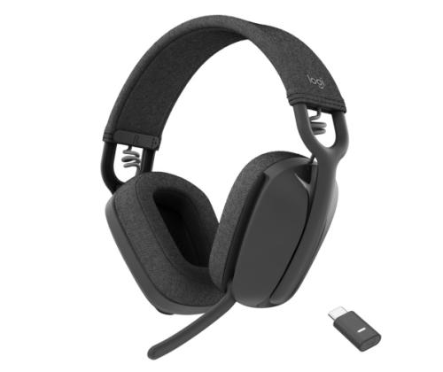 Logitech Zone Vibe Wireless UC Wireless Headphones, USB-C Bluetooth receiver, Graphite